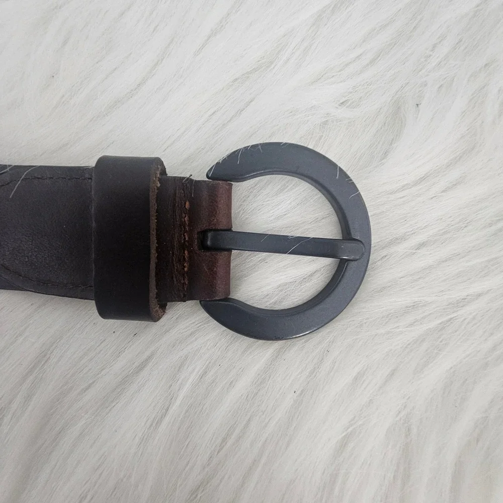 Genuine Leather Brown Tooled Cutout Belt Women's Size Large